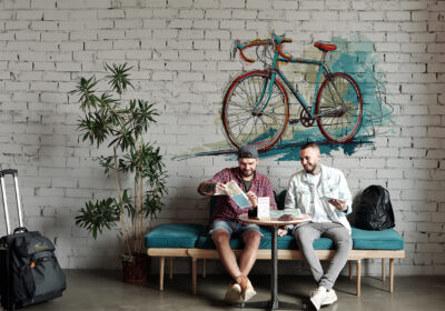 A mural showing a bicycle.