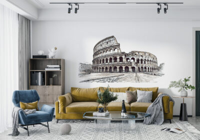 A mural in a living room.