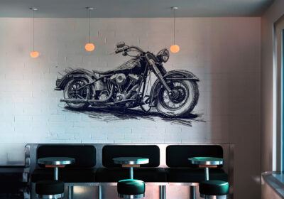 A mural of a motorcycle