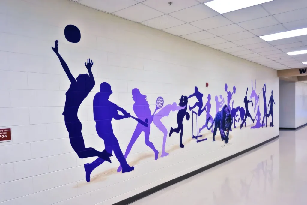 A mural in a school wall.